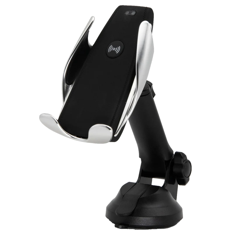 Universal Smartphone-Halterung - Wireless Charging-Funktion - 60 mm - 85 mm Breite - schwarz / silber