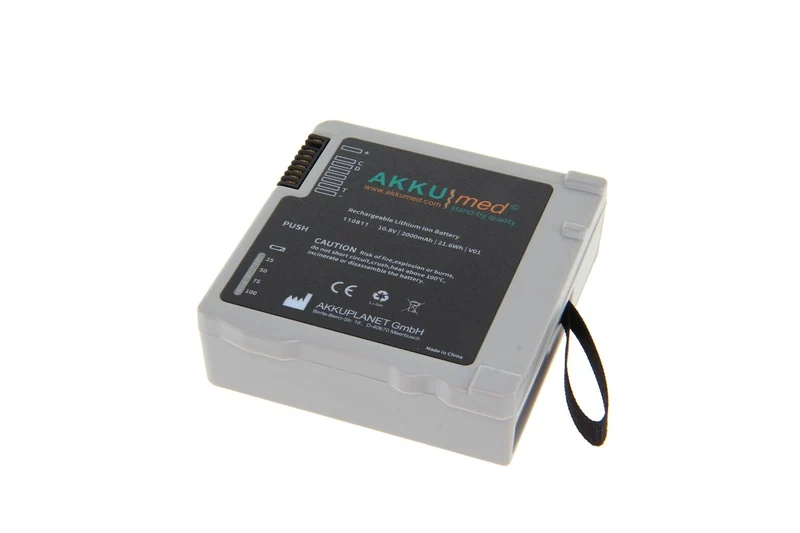 AKKUmed Li Ion Akku für Philips Monitor Intellivue X3 Typ 989803196521 - 10,8 V 2000mAh 69x71x23 mm