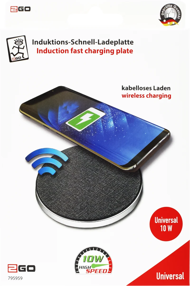 Induktive Schnell-Ladeplatte - Fast-Charging - 10 W - grau