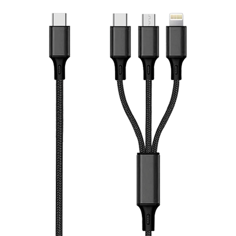 Universal Reise-Ladeset für USB Type-C Geräte - 12 V / 24 V & 100 V - 240 V Ladegerät - 3 in 1 Kabel - 3000 mA - 20 W