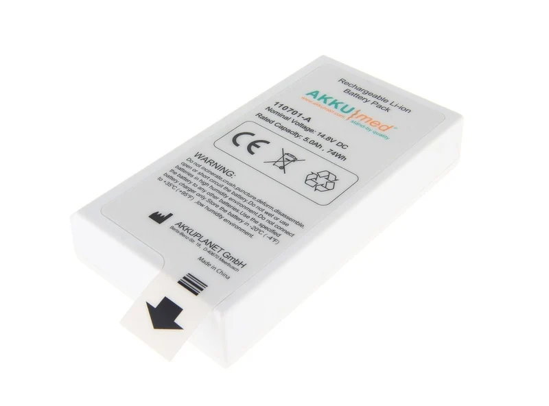 AKKUmed Li Ion Akku passend für Philips Efficia DFM100 Defibrillator/Monitor, 989803190371 - 14,8 V 5000mAh 148x80x28 mm