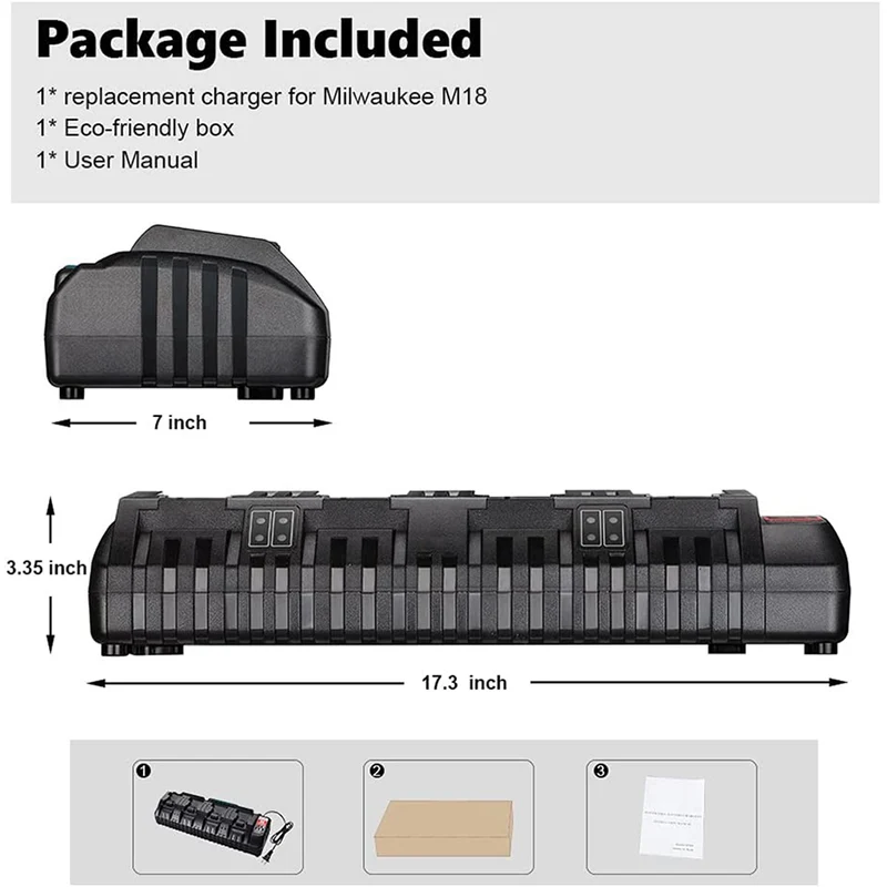 4-Ports M18 Rapid Battery Charger 48-59-1804 kompatibel mit Milwaukee 18V XC Lithium Ion Akku 48-11-1850 48-11-1840 48-11-18155 48-1 1-1828