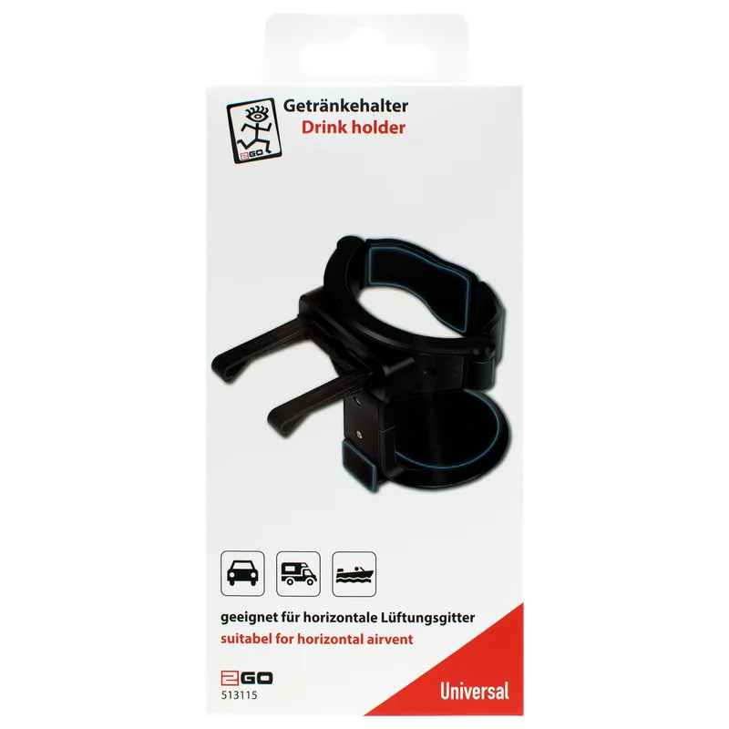 Getränke Halter - für die Lüftung - 5,5 cm - 8,0 cm Durchmesser - Anti-Rutsch-Pads - schwarz