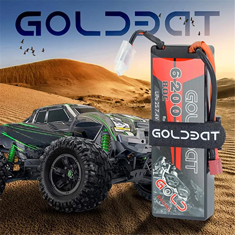 2 Packs RC Akku 6200 mAh Lipo Akku Lipo Batterie 80C 2S 7,4V mit Female T-Stecker Batterie Ersatzakku für RC Auto Flugzeug Helikopter