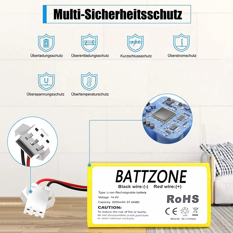 14,4 V 2600mAh Li-Ion Ersatzakku Für IKOHS-NETBOT IKOHS NETBOT S14, IKOHS NETBOT S15