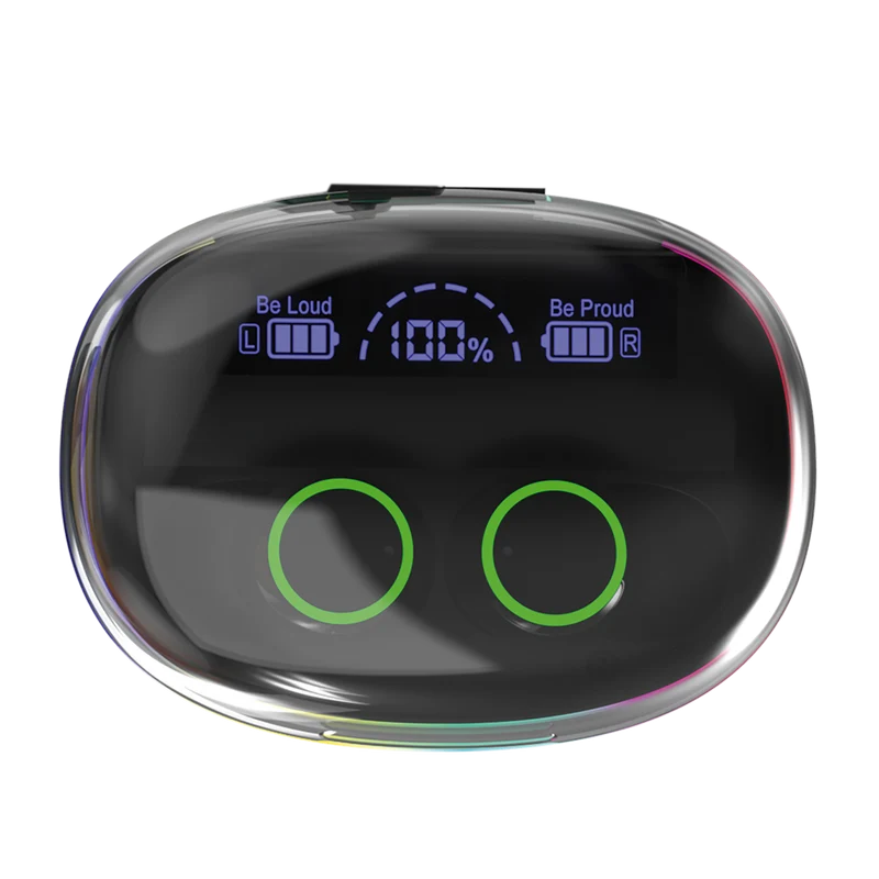 Bluetooth Headset "Ring" - LED Illumination - Ladebox - Display - Touch-Steuerung - schwarz