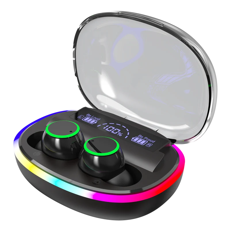 Bluetooth Headset "Ring" - LED Illumination - Ladebox - Display - Touch-Steuerung - schwarz