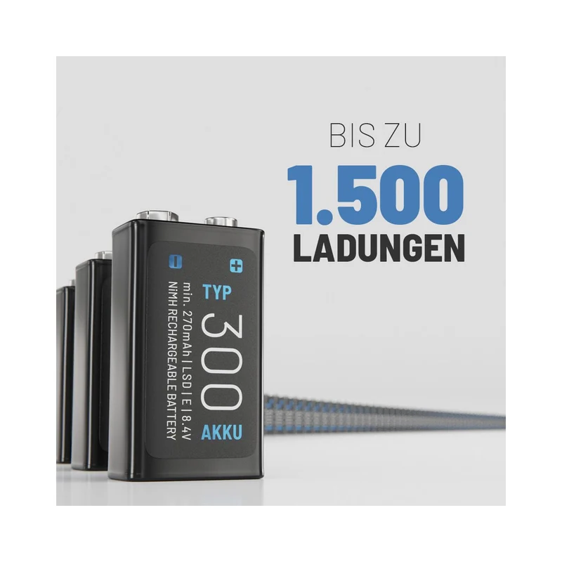 Absina 300 NiMH 9V-Block-Akku, 8,4 V, 270mAh