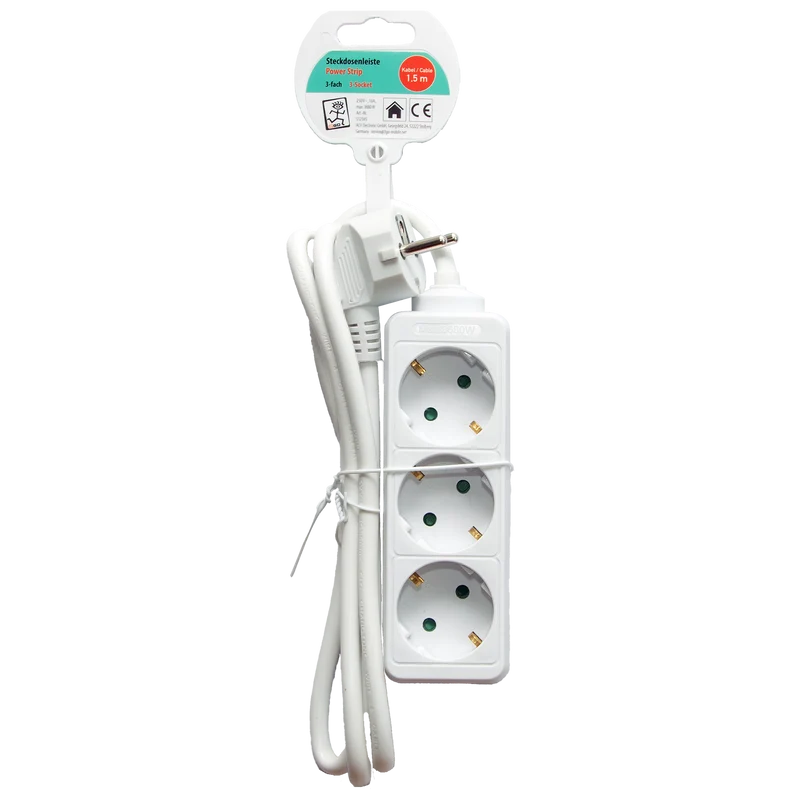 Steckdosenleiste 3-fach - 16A - 3680W - 150cm - verschiedene Farben