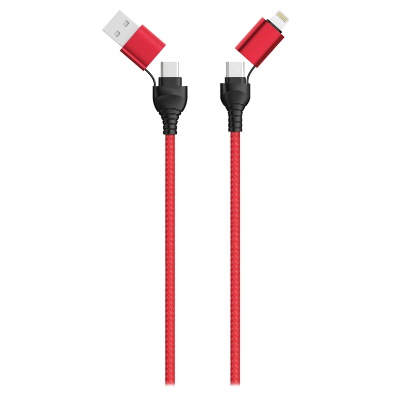 4 in 1 USB Datenkabel - USB A / USB Type-C auf 8-Pin (Lightning) / USB Type-C - 120 cm - diverse Farben