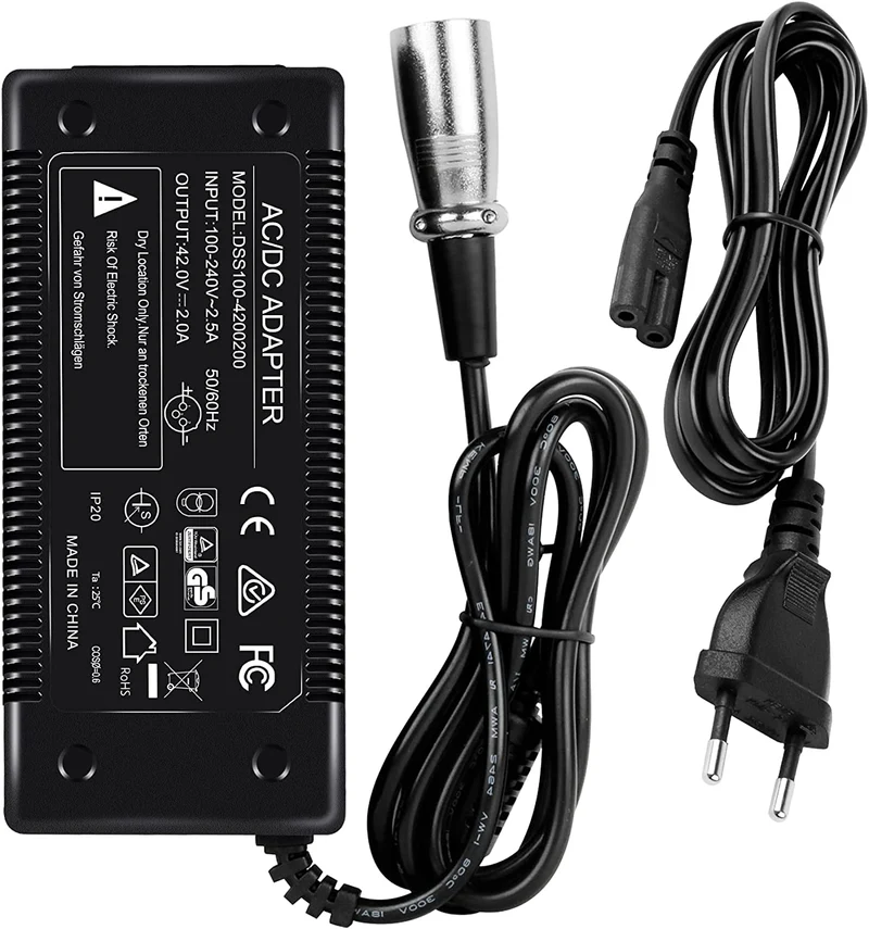 29.4V 2A Netzteil Ladegerät Passend für 24V 10AH Lithium-Ionen Elektroroller E-Bikes mit 3pin Stecker