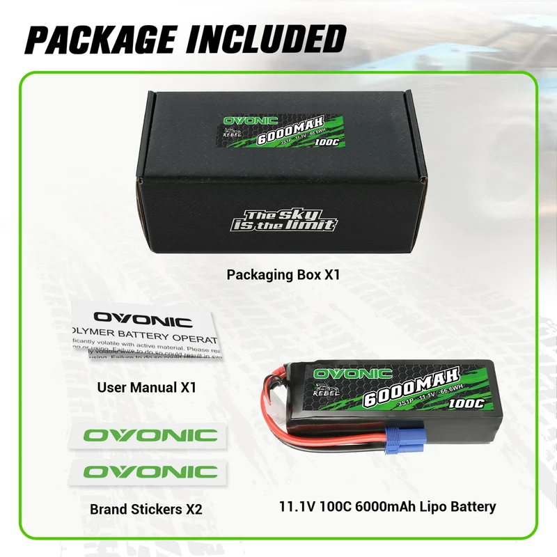 OVONIC Rebel Series 11,1V 6000mAh 100C 3S Softcase LiPo-Akku mit EC5-Anschluss (2 St.)