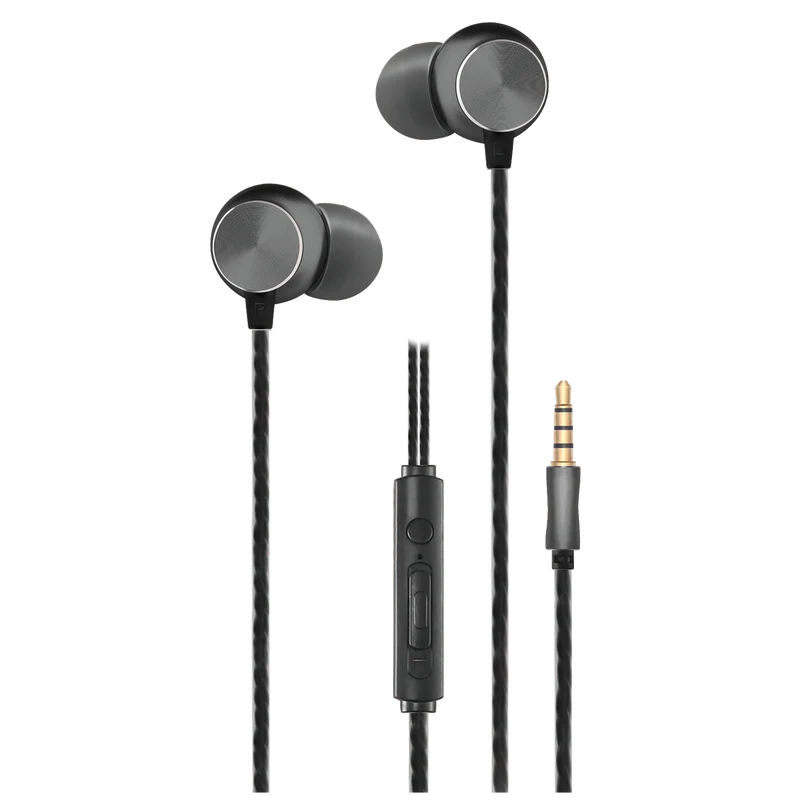 In-Ear Stereo-Headset "Deluxe" - Aluminium - Rufannahme - Lautstärkeregelung - Klinkenstecker