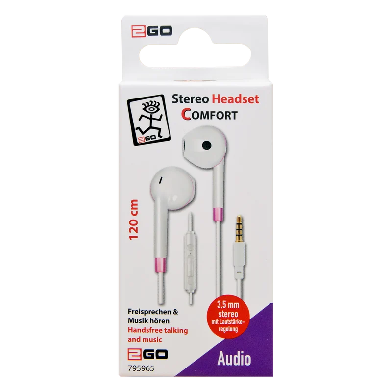 In-Ear Stereo-Headset "Comfort" - Rufannahme - Lautstärkeregelung - Klinkenstecker - verschiedene Farben