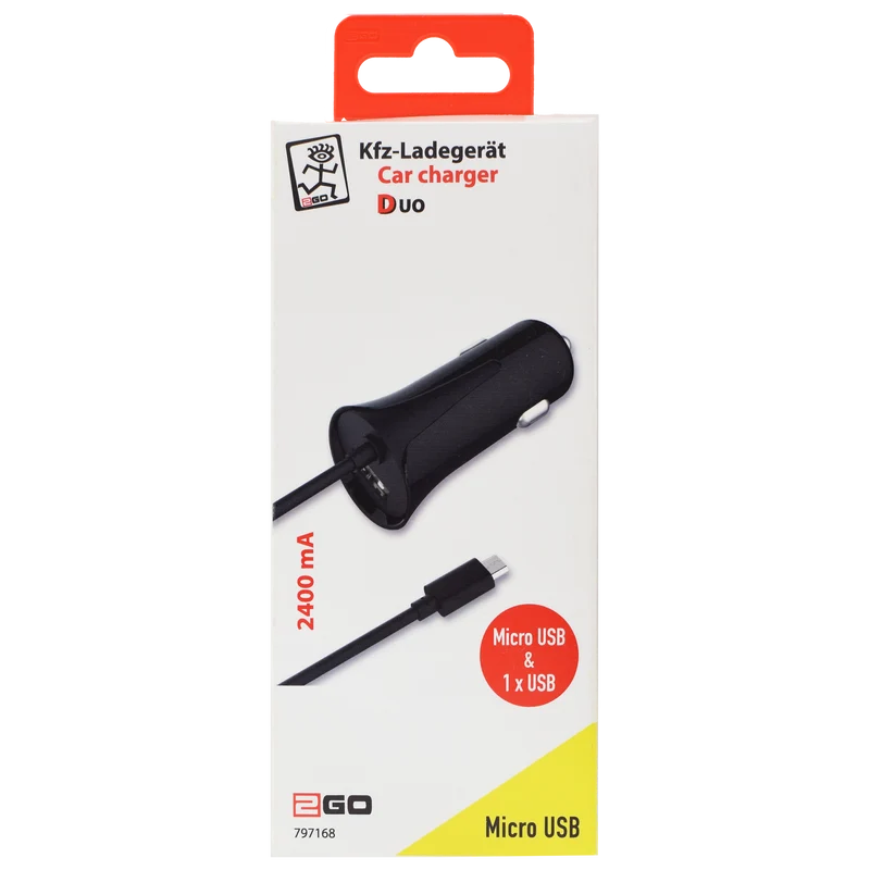 Kfz-Ladegerät DUO 12 V / 24 V - typenspezifischer Stecker & USB A Buchse - 140 cm Kabellänge