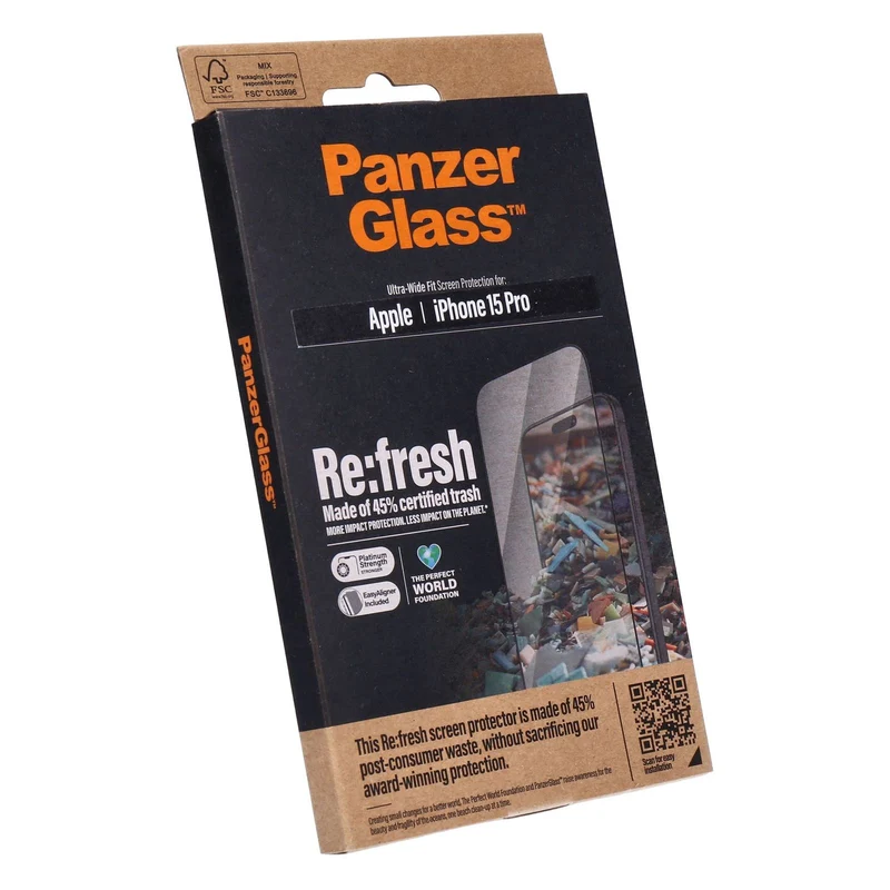 PanzerGlass Displayschutz Glas für Apple iPhone 15 Pro mit Einbaurahmen Ultra-Wide Fit