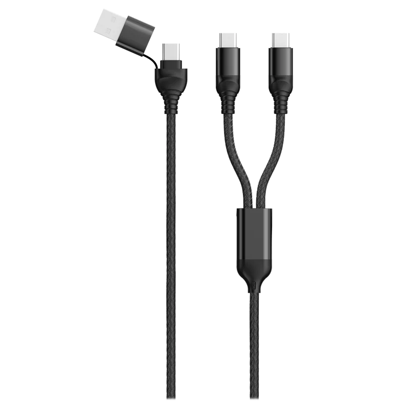 Duo USB Ladekabel - USB A / USB Type-C auf 2 x 8-Pin (Lightning) / USB Type-C - 120 cm - diverse Farben
