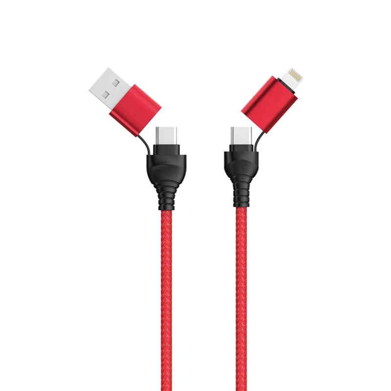 4 in 1 Multi Lade- & Datenkabel - USB A / USB Type-C auf 8-Pin (Lightning) / USB Type-C - verschiedene Längen - diverse Farben