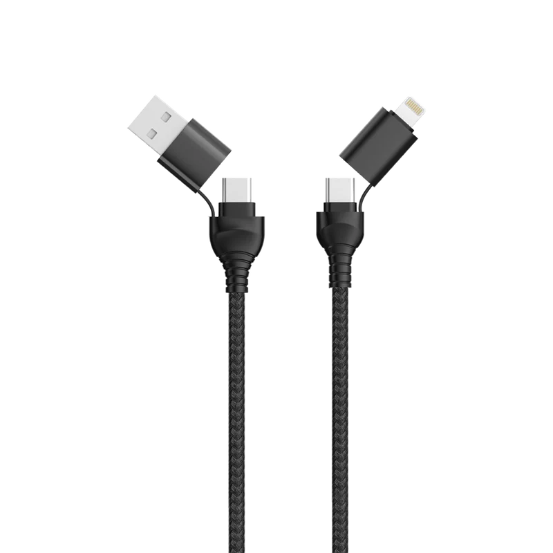 4 in 1 Multi Lade- & Datenkabel - USB A / USB Type-C auf 8-Pin (Lightning) / USB Type-C - verschiedene Längen - diverse Farben