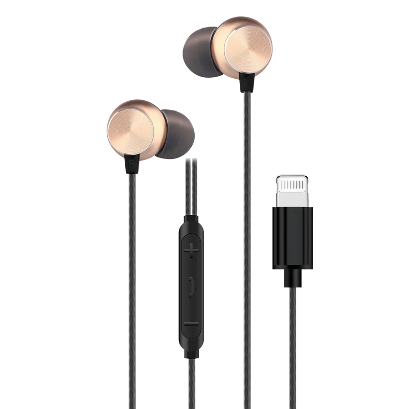 In-Ear-Headset "Deluxe" - Aluminiumgehäuse - Rufannahme - Lautstärkeregelung - 8-Pin (Lightning) - verschiedene Farben