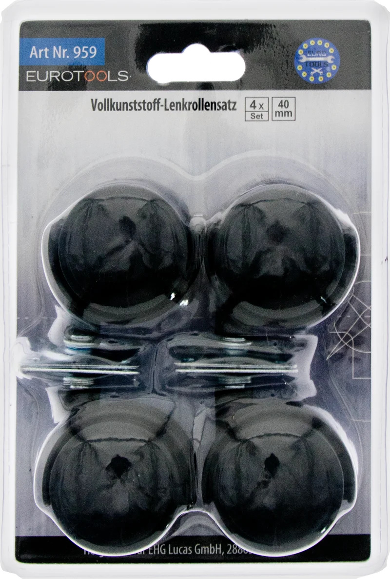 Vollkunststoff-Lenkrollensatz 40 mm