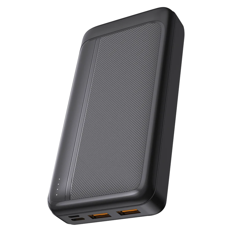 Powerbank Basic - verschiedene Kapazitäten - 2 x USB A - Status-LED - USB Type-C Kabel - schwarz
