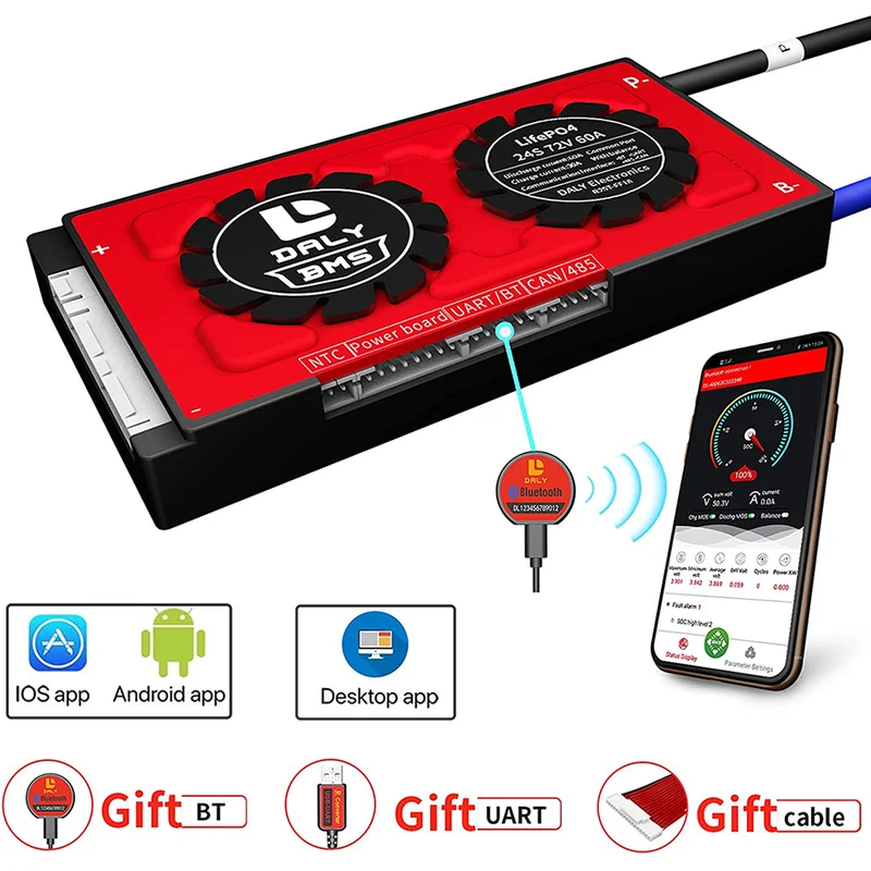 Daly smart bms Lifepo4 24S 72V 80A bluetooth 19 66 150