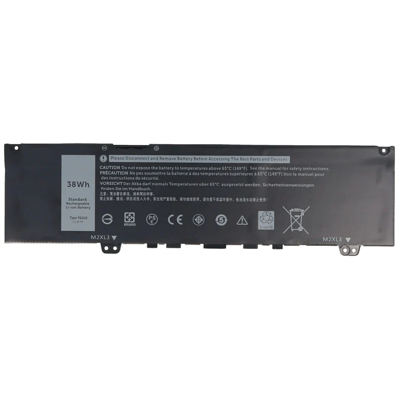 AccuCell Akku passend für Dell Inspiron 13 7000, 7373, Li-Ion, 11,4V, 3333mAh, 38,0Wh, built in, ohne Werkzeug