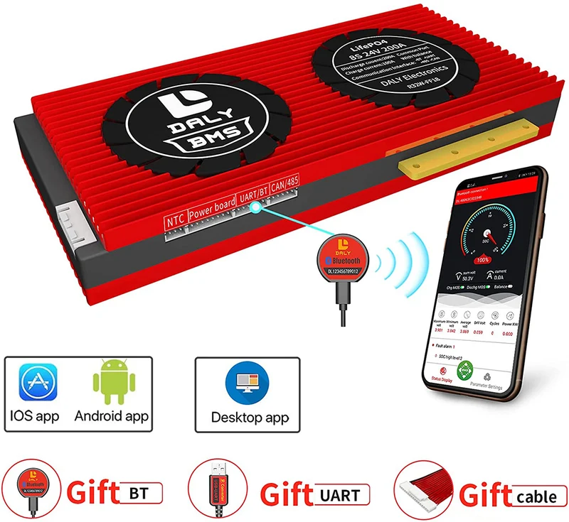 Daly smart bms Lifepo4 8S 24V 200A bluetooth BMS board 32130221