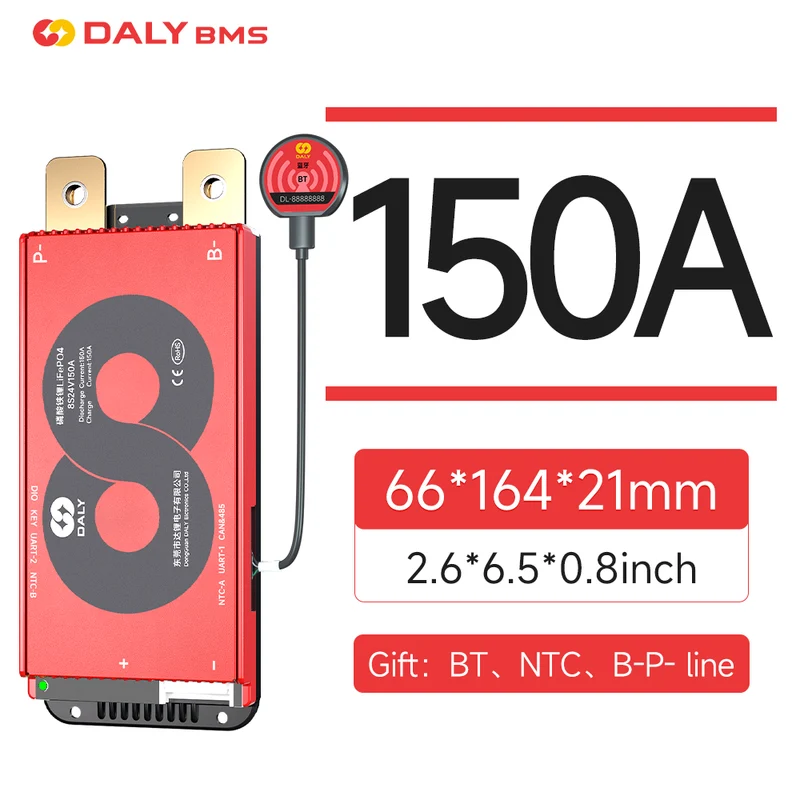 Daly smart bms Lifepo4 8S 24V 150A bluetooth BMS board 20 95 212