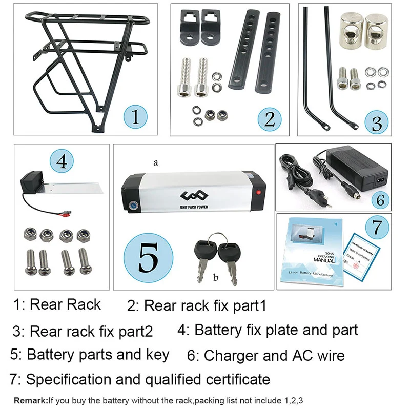 EU Lagerhaus 48V 20Ah Batterie S045 Mit schwarzem V-Brake Hanger lithium-ionen Ebike mit BMS USB für Motor