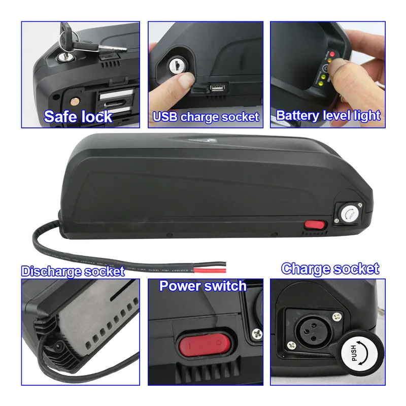 EU Lagerhaus 48V 19.2Ah Batterie S039-3 lithium-ionen Ebike Batterie mit BMS USB für Motor Notfall backup Batterie Motor