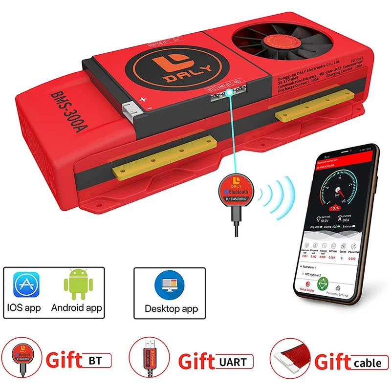 Daly smart bms Lion 3S 12V 300A FAN bluetooth BMS boardithium battery protection Board 52130257