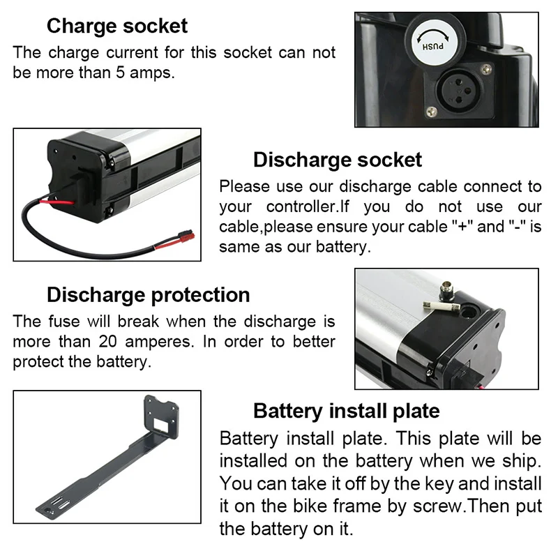 EU Lagerhaus 24V 10Ah Batterie S006 Silber- lithium-ionen Ebike Batterie mit 15A BMS für Im Freien ebike