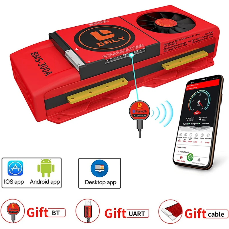 Daly smart bms Lifepo 12S 36V 300A FAN bluetooth BMS board 52 130 257