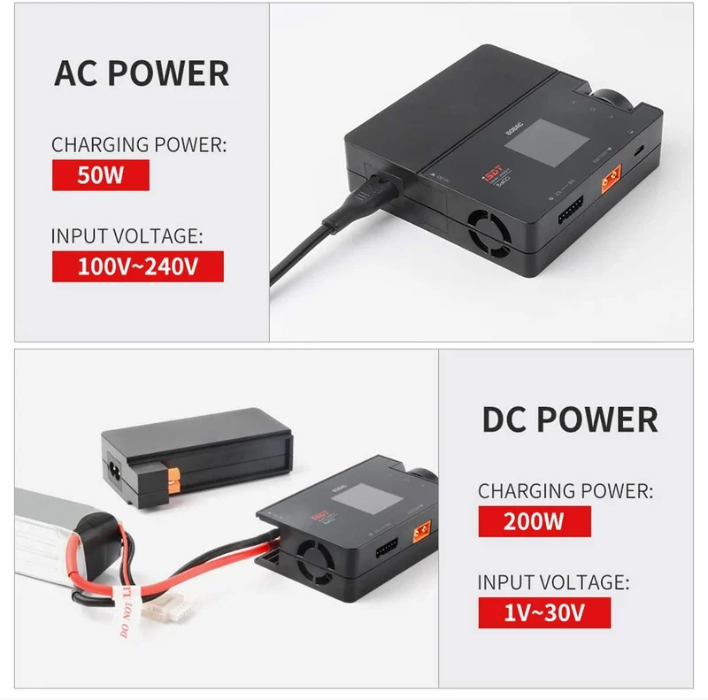 608AC AC 50W DC 200W 8A ISDT BattGo Intelligentes Akku-Ladegerät mit abnehmbarem Netzteil