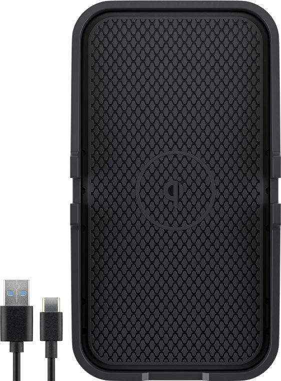 Goobay Kabelloses Kfz-Schnellladegerät 15 W, schwarz - Ladematte geeignet für Smartphones und Geräte mit Qi-Standard