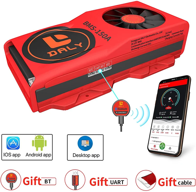 Daly smart bms Lion 3S 12V 150A FAN bluetooth BMS boardithium battery protection Board 50120209
