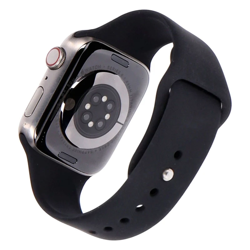 Apple Watch Series 6 44mm GPS + 4G Titan Natur Titangehäuse mit Silikonarmband Schwarz