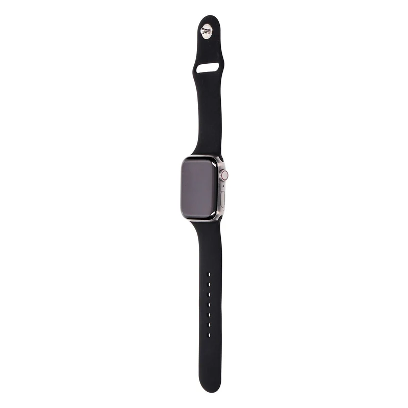 Apple Watch Series 6 44mm GPS + 4G Titan Natur Titangehäuse mit Silikonarmband Schwarz