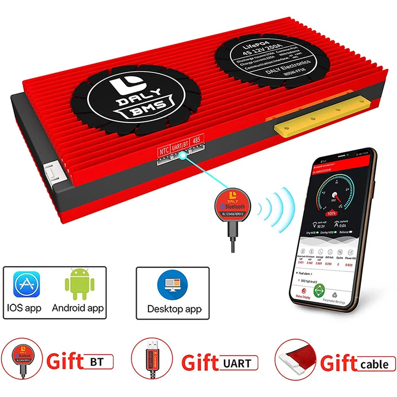 Daly smart bms Lifepo 4S 12V 250A bluetooth BMS board 32130221