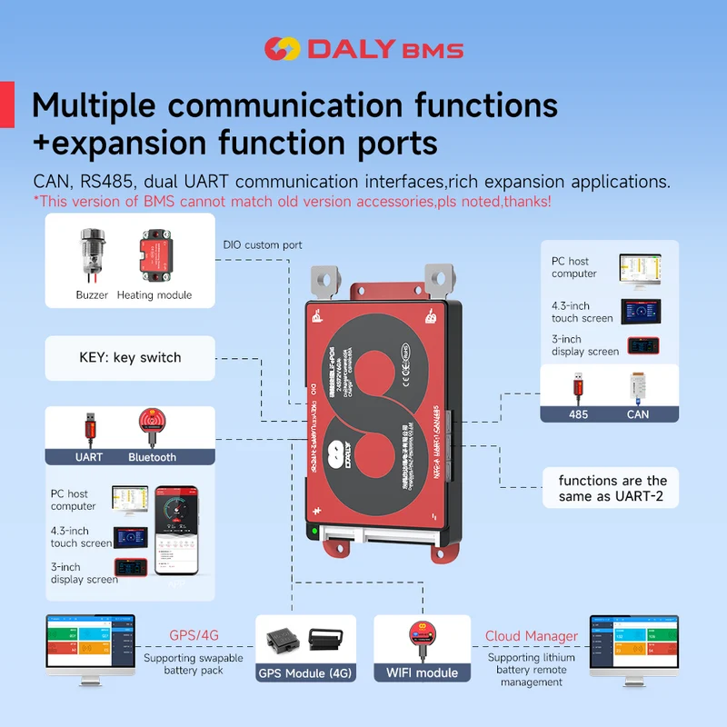 Daly smart bms Lifepo 4S 12V 100A bluetooth BMS board ithium battery protection Board 2465166