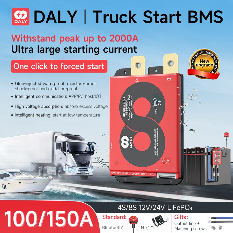 Daly BMS LiFePO4 4S 12V 100A separate Lithiumbatterie BMS