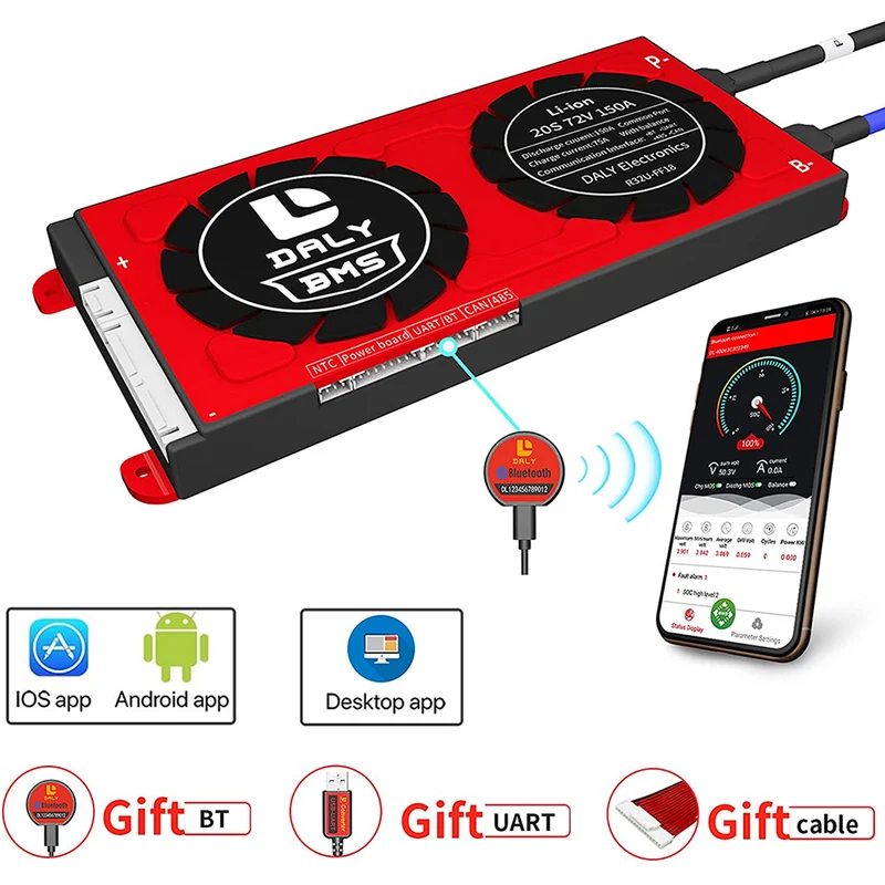 Daly smart bms Lifepo4 20S 60V Li-ion 20S 72V 150A with bluetooth 20 95 212