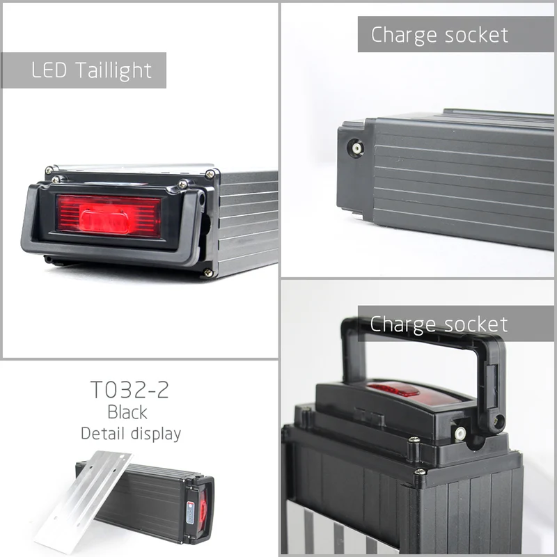 EU Lagerhaus 48V 31.2Ah E-Bike Gepäckträger Akku Set, LG 21700 A-Grade Zellen, inkl. 4A Schnellladegerät, V-Brake Halterung