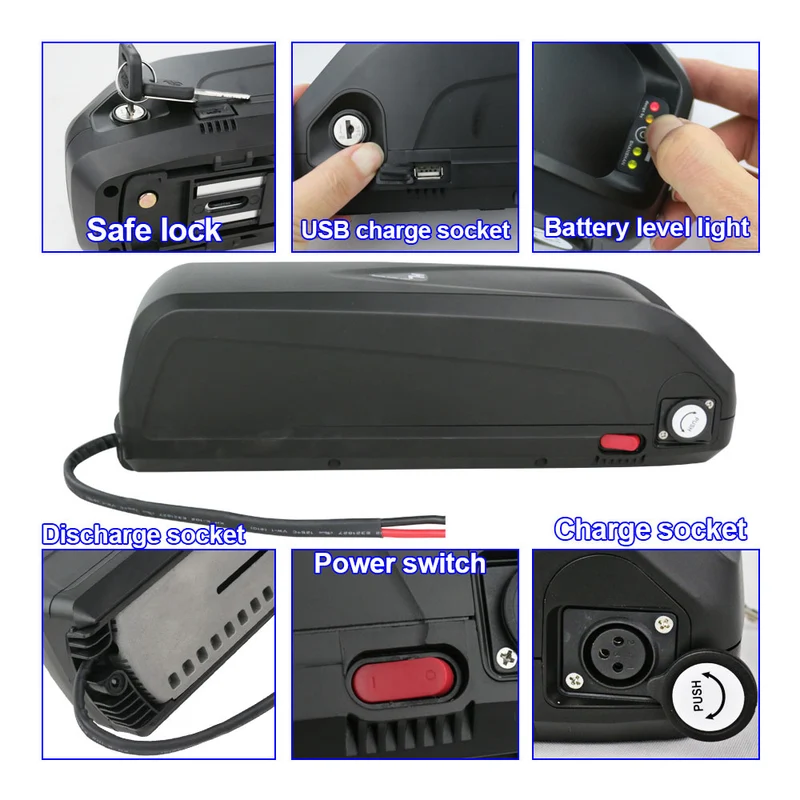 EU Lagerhaus 36V 15Ah Batterie S039-3 lithium-ionen Hailong Ebike mit BMS USB für 750W 1000W Motor Notfall backup Motor