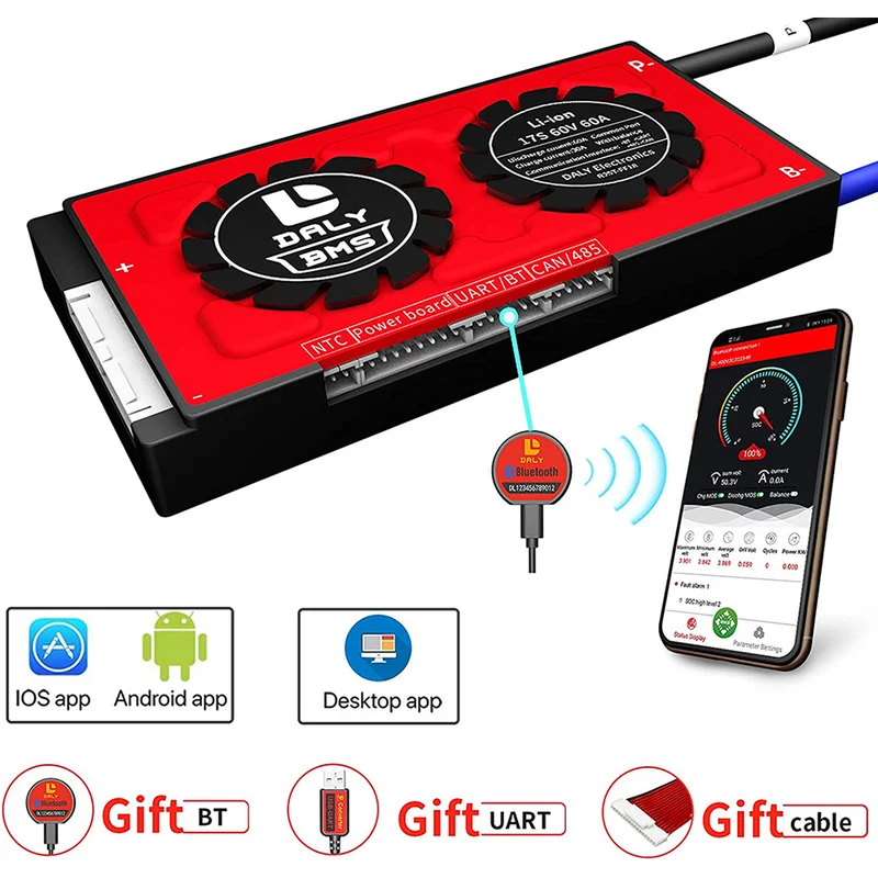 Daly smart bms Li-ion 17S 60V 60A bluetooth 18 66 128