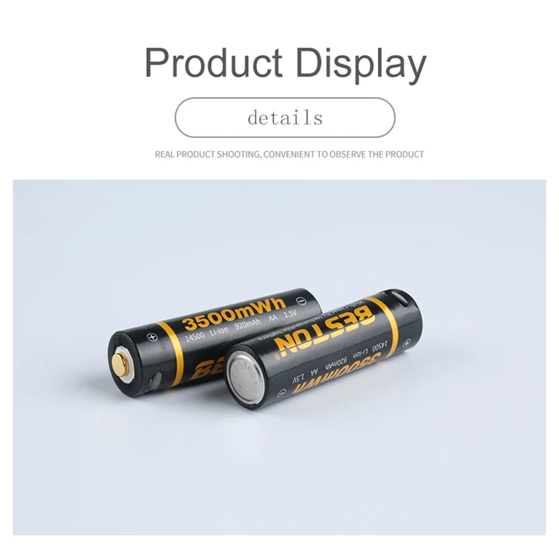 4 × 1,5 V 3500 mWh Langlebige USB-wiederaufladbare Doppel-A-Li-Ionen-Batterien Beston Lithium-Batteriezelle