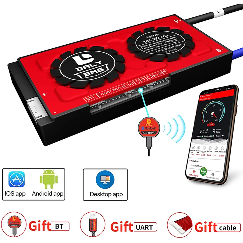 Daly smart bms Li-ion 10S 36V 40A bluetooth 18 66 128
