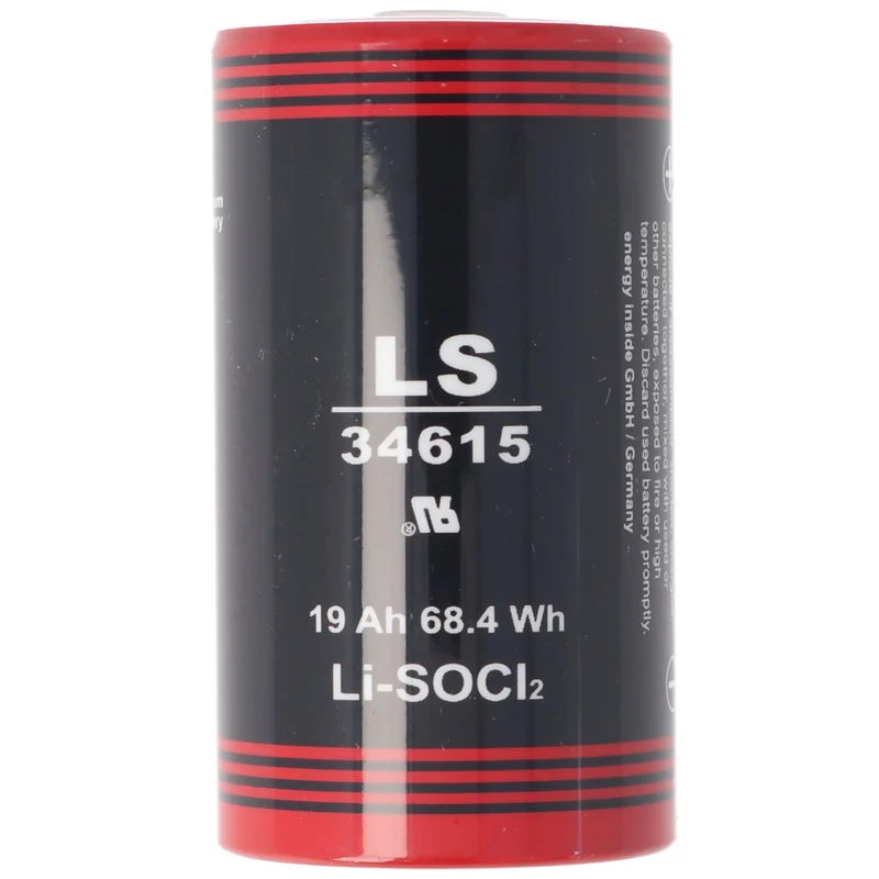 AccuCell ER34615 Lithium Batterie D Mono 3,6 Volt 19000mAh mit breitem Pluspol min. 0,8cm, max. 11,5mm